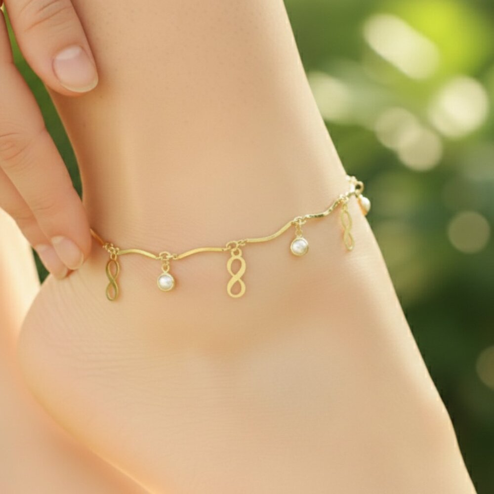 "Handmade Anklet – Elegant & Delicate Jewelry for Women | UNVRC1019 - Picture 2 of 4